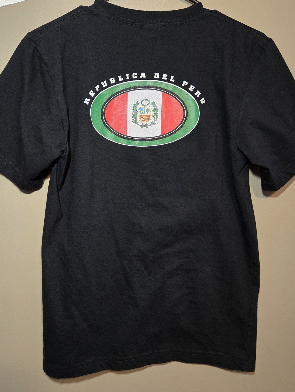 Morpho Men's Flag Black T-Shirt Small 100% Peruvian Cotton Republica Del Peru